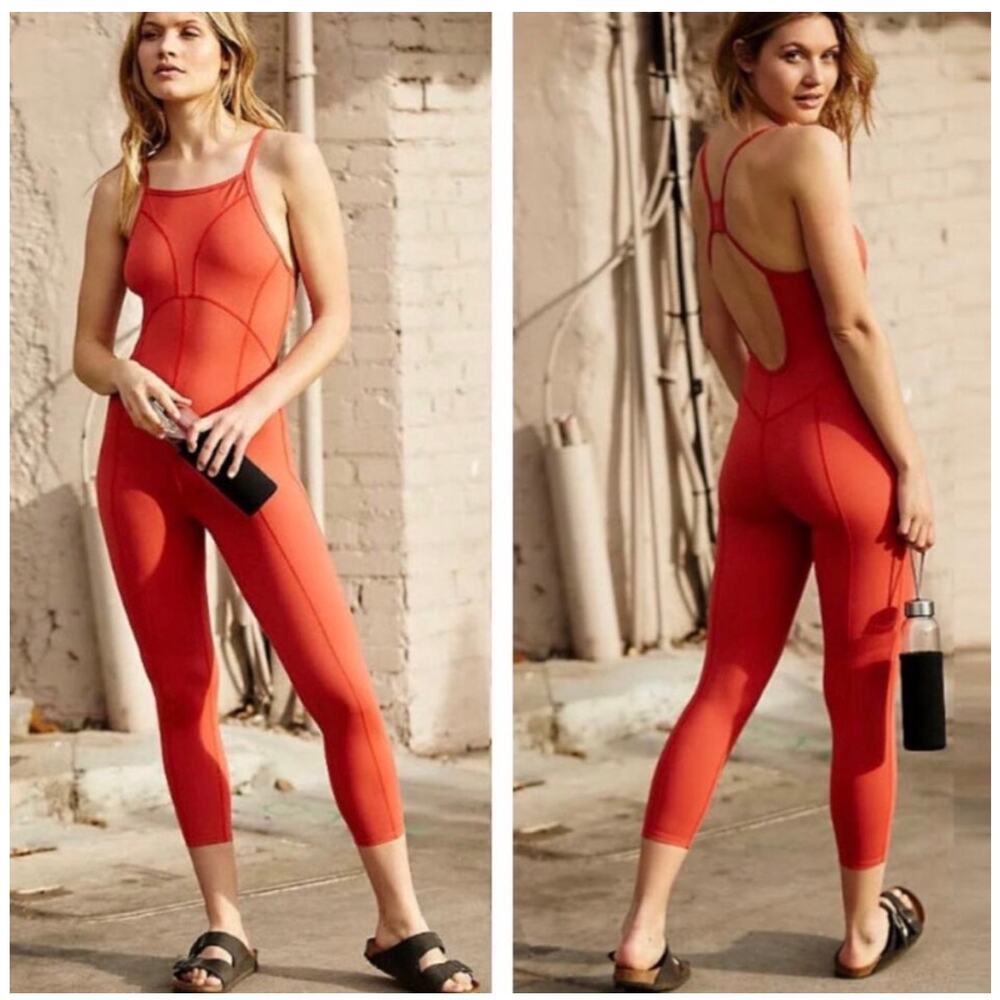 FP movement side to side performance onesie jumpsuit coral red free people S‎ - Picture 13 of 17